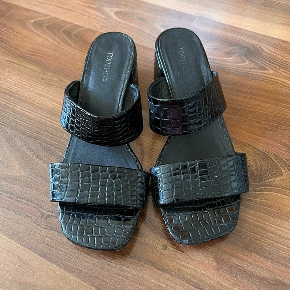 Top shop faux leather croc patent heeled sandals - Picture 1 of 5
